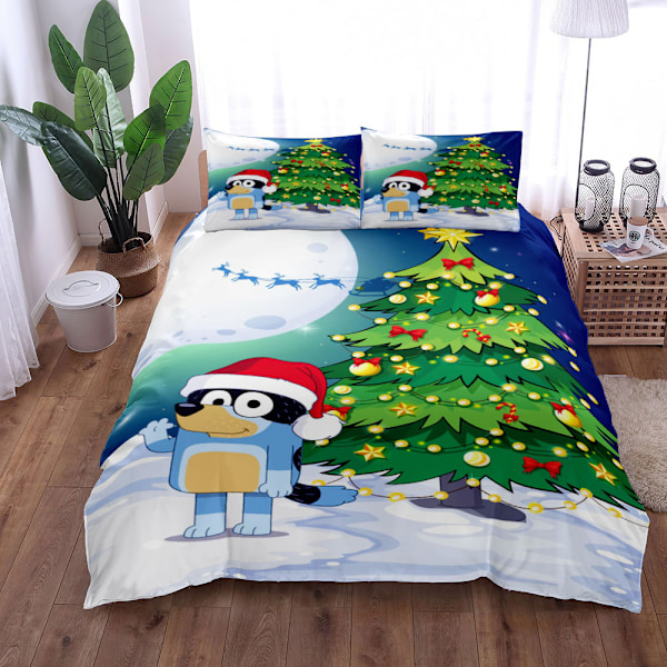 Schäferhund Bluey Tecknat Tryck Täcke Set-03 SINGLE 135x200cm