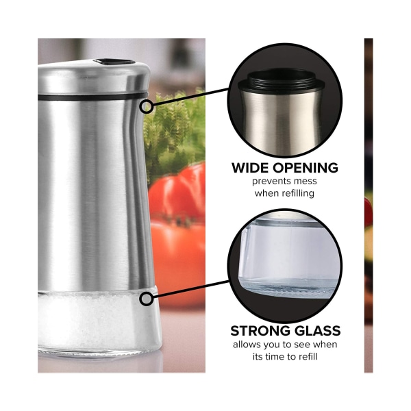 Salt- och pepparshakers - Black & Silver Spice Dispenser med hällhål - Rostfritt stål och glas - Set med 2 flaskor - Grön