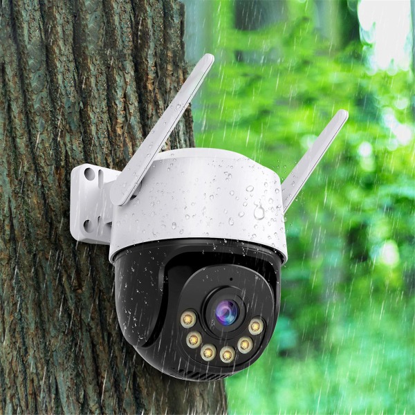 Säkerhetskamera utomhus med spotlights 1080p färg Night Vision trådbunden övervakningskamera 2,4g wifi smart hemkamera A