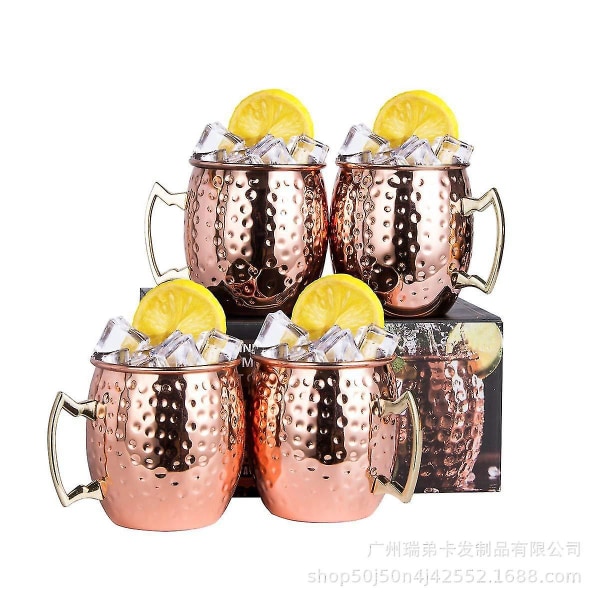 Zk- set med 4 kopparmuggar, kopparmula för Moscow Mule-cocktail, 16oz set