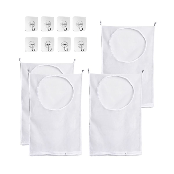 4 pakker dørhængende vasketøjstaske med lynlås og vid åben top, bruges i vaskerum Student D
