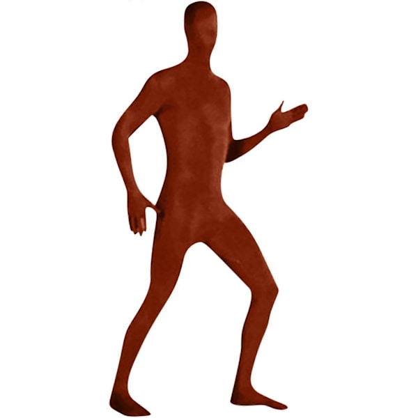 Herr Dam Zentai Dräkt Åtsittande Jumpsuit Enfärgad Dansdräkt Scenföreställningsdräkt Brown M