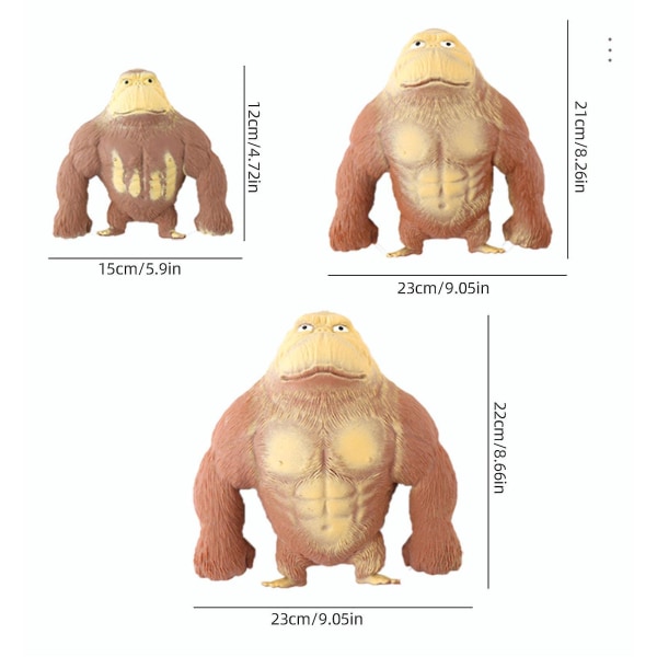 Simulerings-Squish Strækbar Svampagtig Squishy Abe Gorilla Stressaflastende Legetøj Vent Dukke Grey 23*22