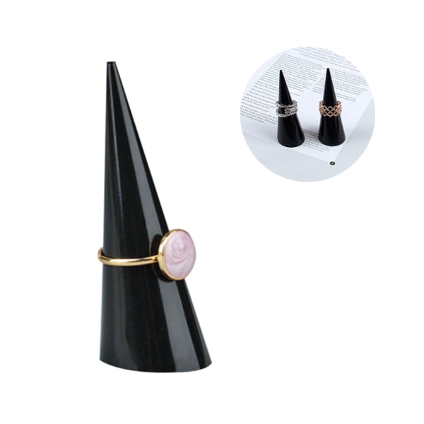 5-pack Konformad Akryl Solid Ring Display för Smyckesvisning Displayställ (Klar & Svart & Vit) - Svart