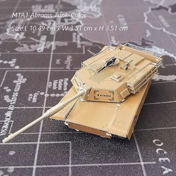 3D Metal Puslespil DIY Håndbog Berømte Tank Militærserie Tiger Tanks T-34 Js-2 M1a1 Tankmodel Saml Puslespil M1A1 Abrams-Color
