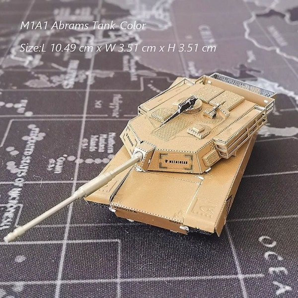 3D Metallpussel DIY Manuell Berömda Tank Militärserie Tiger Tanks T-34 Js-2 M1a1 Tankmodell Montera Pussel M1A1 Abrams-Color