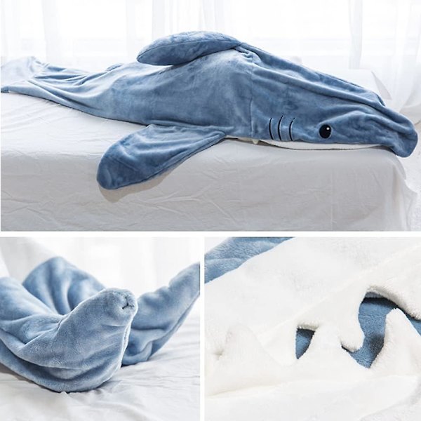 Shark Blanket Vuxen Dress Up, Supermjuk soffa Snuggle Blanket Shark Blanket Sovsäck, Portabel Shark Blanket Hoodie -HG S