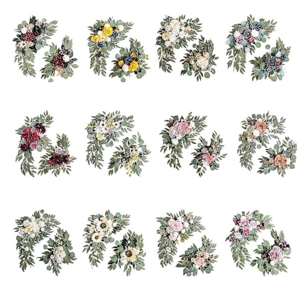 Kunstige Bryllupsbue Blomster Swag Kit - 2 stk. Blomsterarrangement Til Ceremoni Og Reception Baggrundsdekoration Champagne