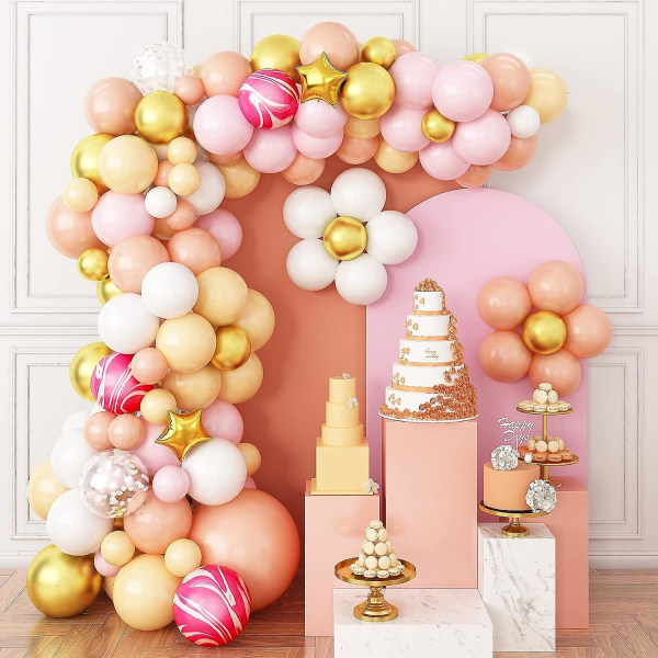 Retro abrikos lyserød ballonguirlandesæt - Elegant festdekoration