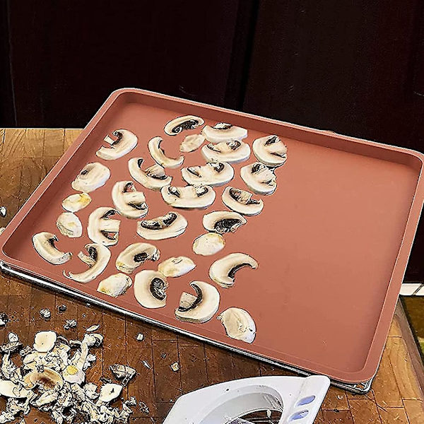 4 stk. Silikon Dehydratormåtter med Kant - Silikonplader Kompatible, Non-Stick Silikonbakkeforing brown