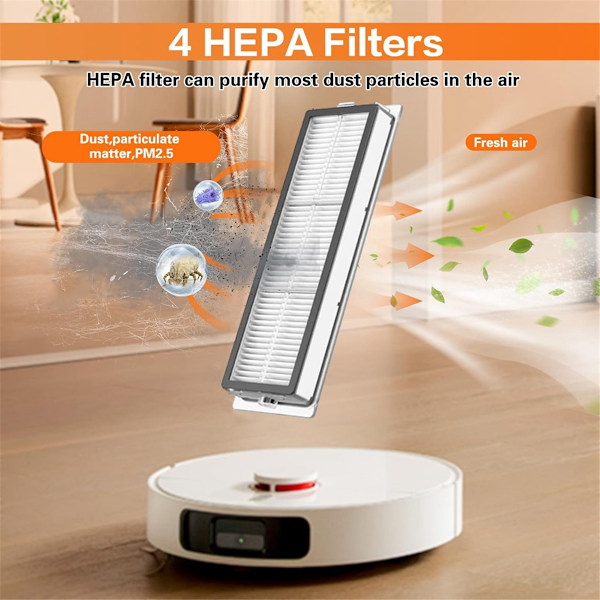 For Xiaomi X20+/X10+ Plus, for Dreame L10s Ultra/L10 Ultra/L10 Prime robotstøvsuger børstefiltre moppeposer