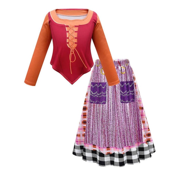 4-10 år Barn Flickor Hocus Pocus Cosplay Kostym Toppar + Kjol + Cape Outfits Set 8-9 Years