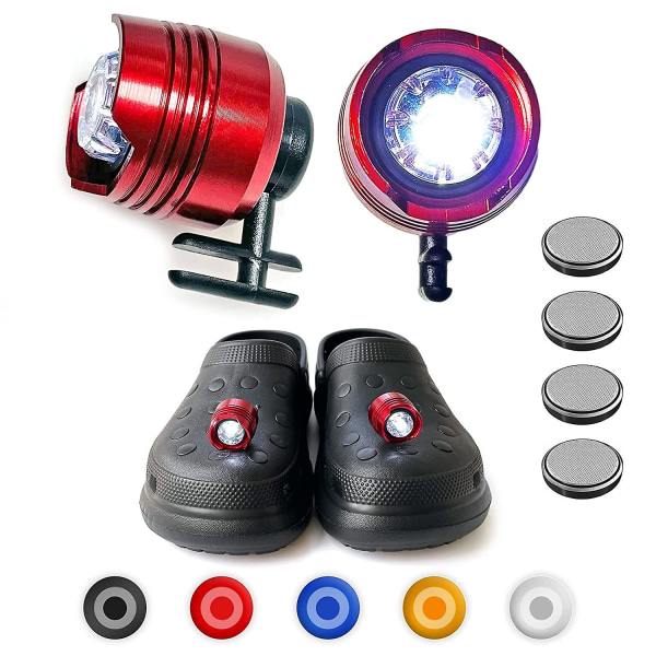 Ajovalot Crocille,2kpl Led-valo Croc-kenkien koristeluun,hauskat Croc Charms -kengät Valot Kätevä retkeily Red