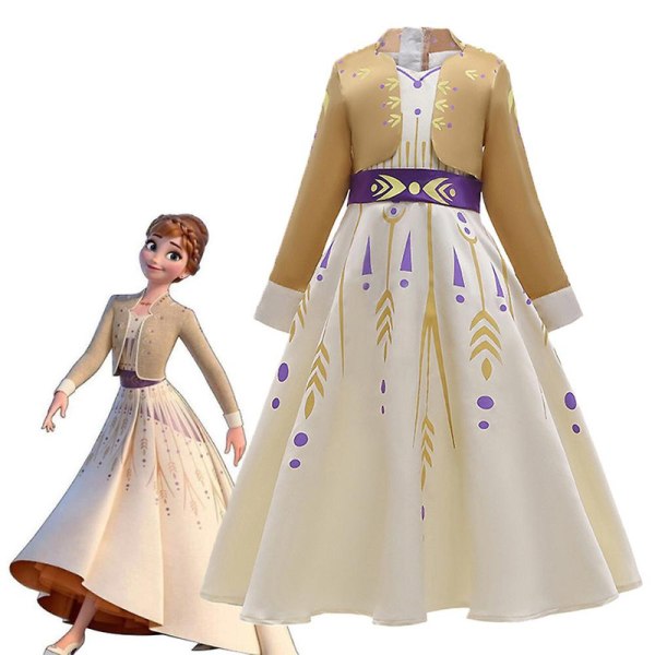 Frozen 2 Dronning Elsa Cosplay Ballkjole Kostume Piger Halloween Fæstekjole - Champagne 11-12 Years