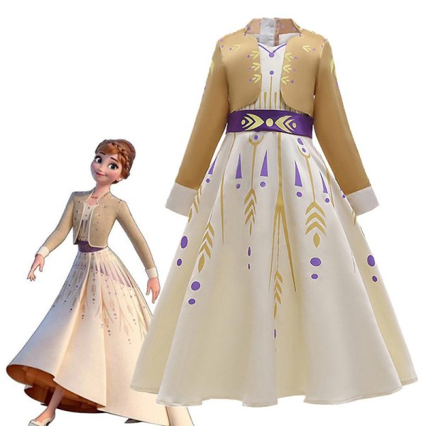Kids Frozen 2 Queen Elsa Cosplay ballkjole kostyme jenter Halloween Fancy Dress-Champagne 9-10 Years