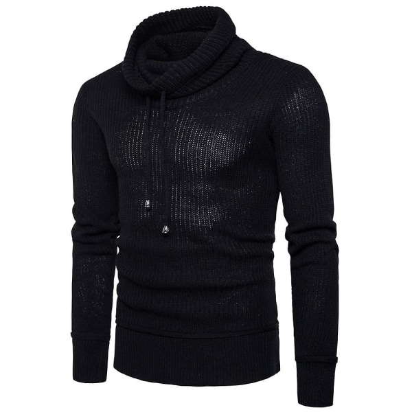 Herre pullover efterår vinter varme lange ærmer toppe Black XL