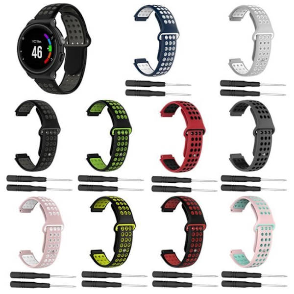 Silikonarmband för Garmin Forerunner 220 230 235 630 620 735 645 Approach S20 S60 GPS-klocka (Blå+Vit)