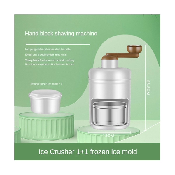 Manuell Ice Crusher Smoothies Isbrytare Med 1x Islåda Form Rakad Ismaskin För Köksprylar White