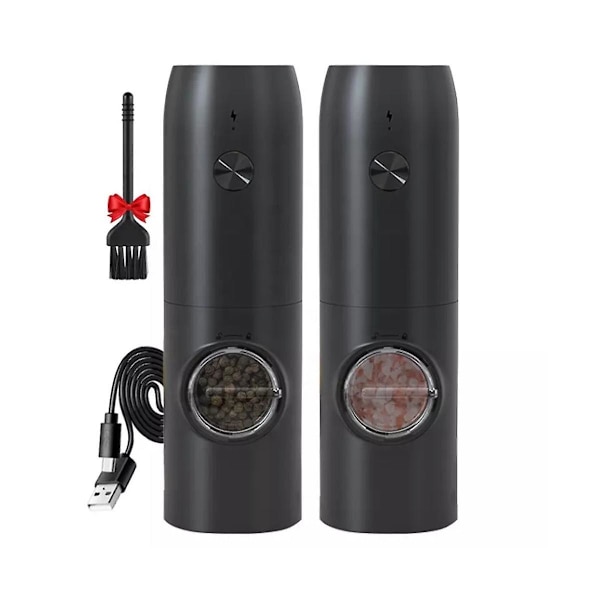 Sähköinen Mylly Painovoima-anturi Mini Suolapippurimylly Sähköinen Suola- ja Pippurimylly 2 USB Re Black