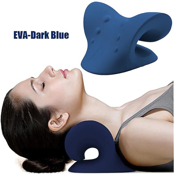 Nakke Skulder Båre Relaxer Massasjepute Cervical Kiropraktisk Traksjonsenhet for smertelindring Cervical Spine Alignment C-Dark Blue