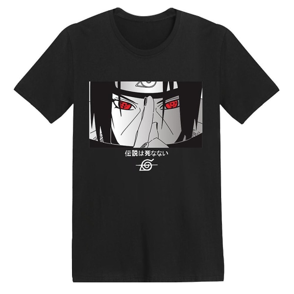 Unisex Anime Uchiha Itachi T-shirts med tryk Casual sommer kortærmede toppe Gaver Black M