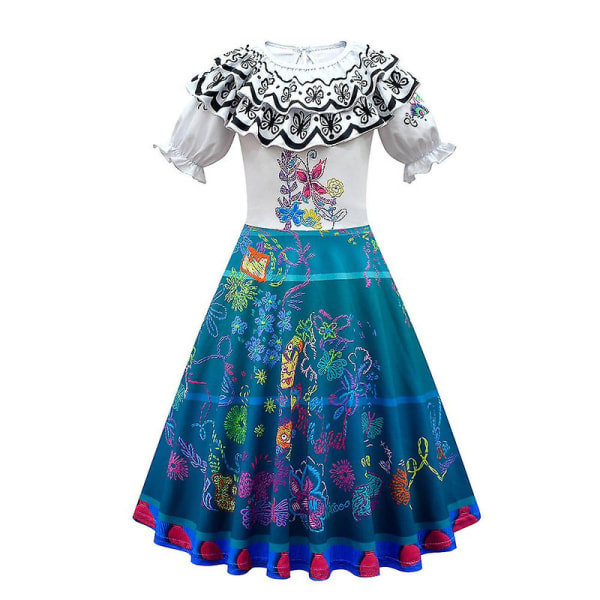 Flickor Encanto Mirabel Madrigal Cosplay Kostym Mirabel Prinsessklänning Outfit 11-12 Years
