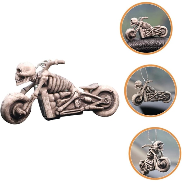 Biltilbehør Skull Charm Pendant - Motorsykkel hengende ornament (hvit)