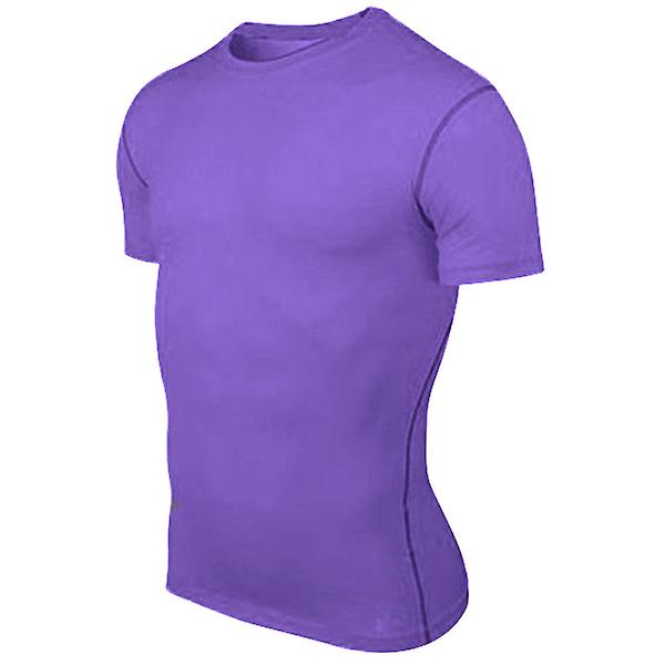 Herre Overdeler Under Base Layer T-skjorte Gym Sports Fitness Topper Purple M