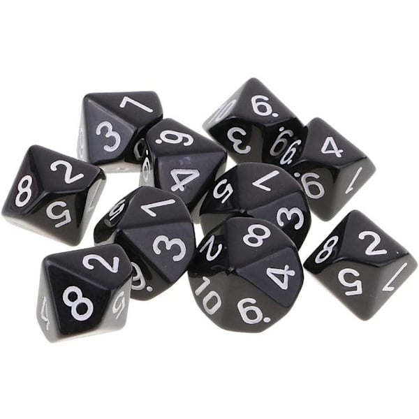 Yourandoll 10 kpl D10 polyhedral set - musta DND RPG -lautapeleihin