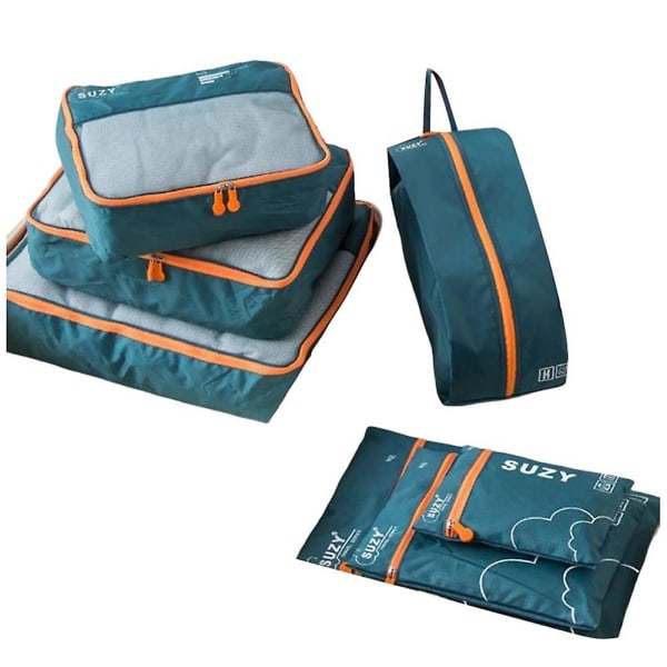 7 styks sæt rejsearrangør opbevaringstasker Kuffert Bærbar bagageopbevaring Tøj Sko Tidy Po