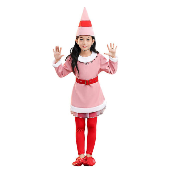 3-10 år Barn Gutter Jenter Julefest Alve Cosplay Kostyme Langermet kjole Fancy Dress Up Antrekk Sett-Rosa 5-6 Years