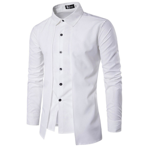 Herrar Toppar Långärmad Skjorta Formell Affärsskjorta White XL