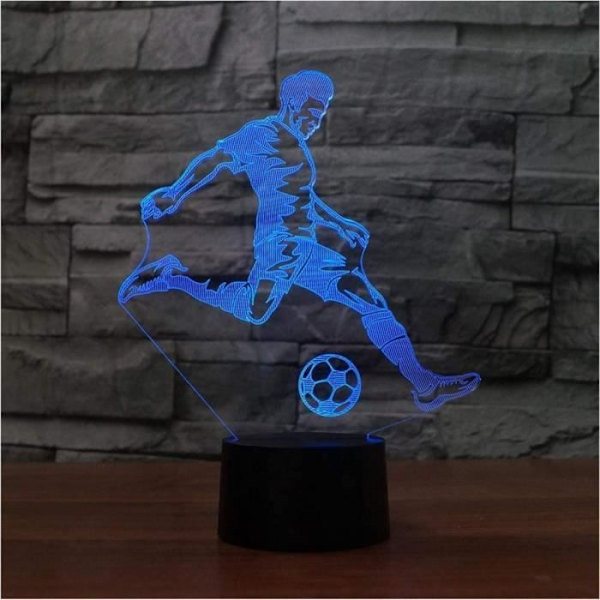 3D LED Bordlampe Børneværelse Sengelampe Sove Spil Fodbold Berøring USB Hjem Dekoration Fodboldspiller Natlys -h