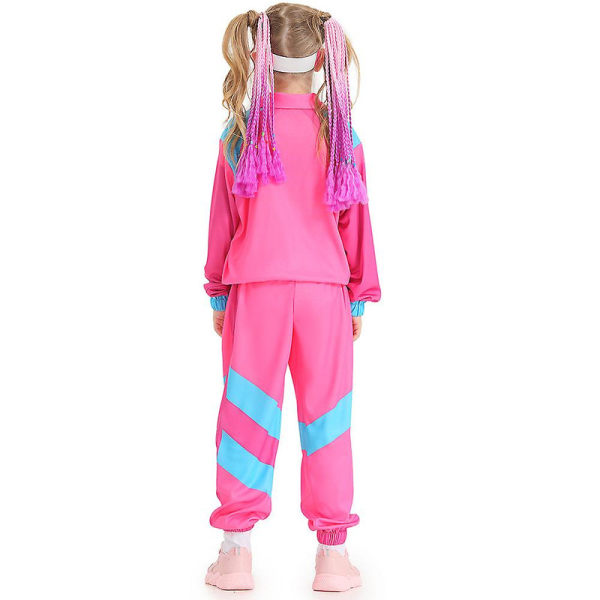 2-14 år Børn Teenagere Drenge Piger Barbie 80'er træningsdragt Hip Hop Kostume Topbukser Sæt Outfitsæt Gaver-Pink 8-10Y