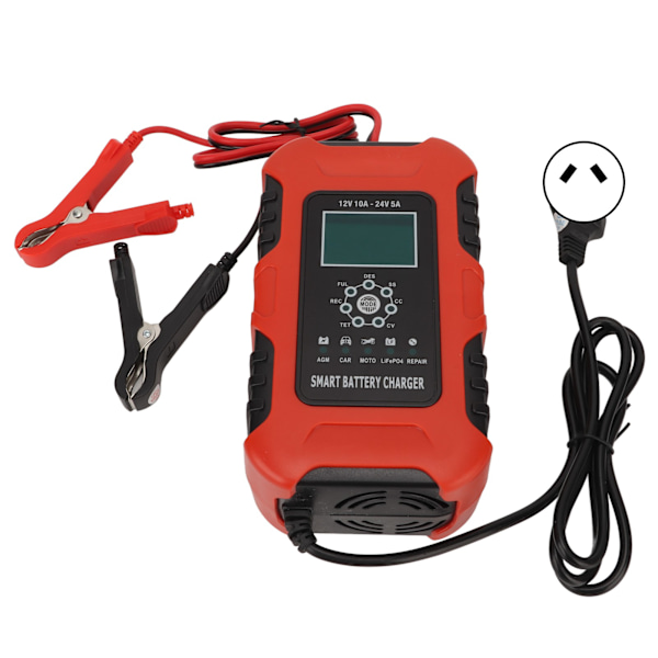 Smart Batterioplader Automatisk Opladning Digitalt Display 7 Trin AC 100‑240V til Bil AU Stik