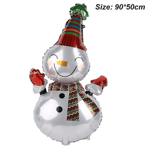 Julefolieballoner Santa Snowman Elk Xmas Tree Gift Box Style Oppustet ballon kompatibel med julen 2023 nytårsfestdekoration -ES A  smile snowman