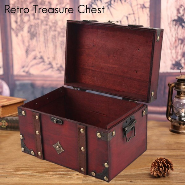 Retro skattekiste Vintage trææske Antik stil smykkearrangør til smykkeskrin Trinket Box