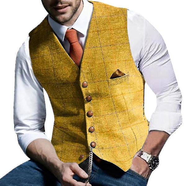 Vest med V-hals for menn #calu Yellow M