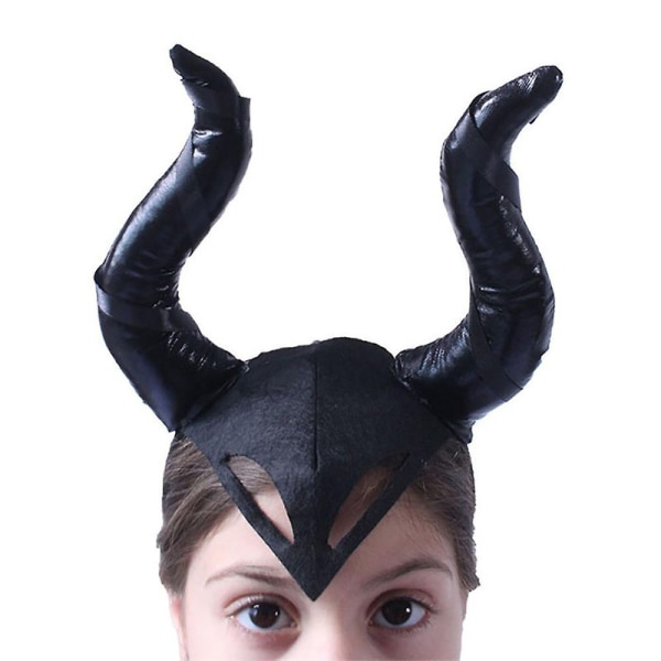 Halloween Kids Maleficent Evil Queen Cosplay Kostume Kappekjole Hovedbeklædning Outfit-Sort 5-7 Years