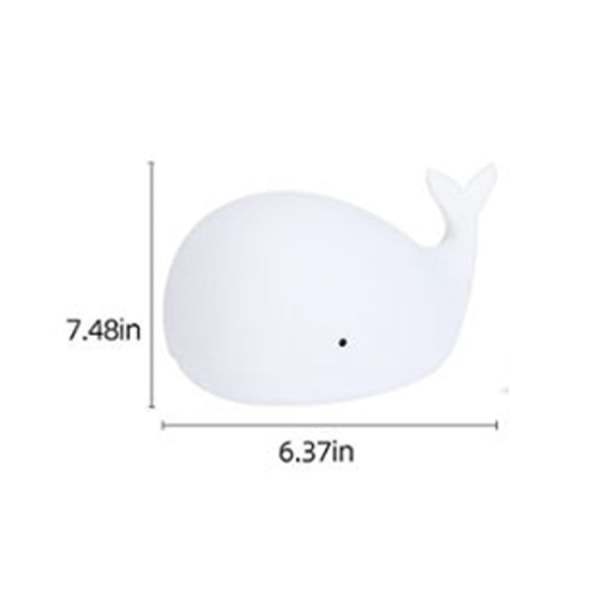 Kids Whale Night Light med 7 farver LED