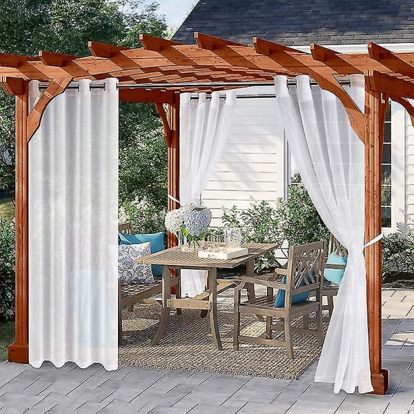2 stk udendørs gardin til gårdhave Aftageligt for let vandtæt gennemsigtigt gardin til veranda Havepavillon