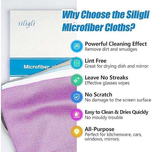 8-pack Nano Streak Free Miracle rengöringsdukar, 30cm X 40cm Återanvändbara Nano Easy Clean trasa Nanoscale rengöringsdukar Nano rengöringsdukar