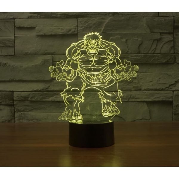 1 st Hulk Touch Switch 3D Färgglada LED-lampor Fade Lights Visuellt Perspektiv -h