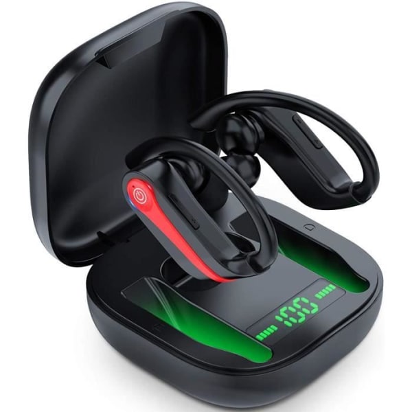 Bluetooth Sporthörlurar, IPX7 vattentäta trådlösa hörlurar 40 timmar, 3D Hi-Fi Stereo Bluetooth 5.1 Headset med inbyggd mikrofon[158]