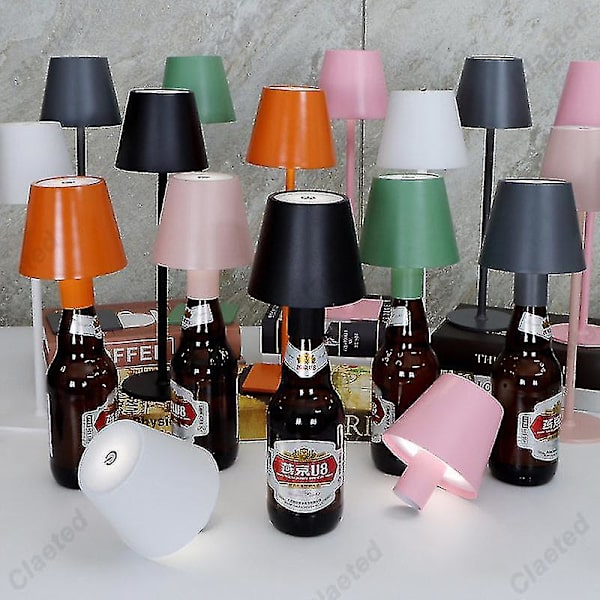 LED-viinipullolampun pöytävalaisin Irrotettava ja irrotettava Kannettava lataus Koriste Baarikahvila-tunnelmaan Yövalo -ES USB Rechargeable White