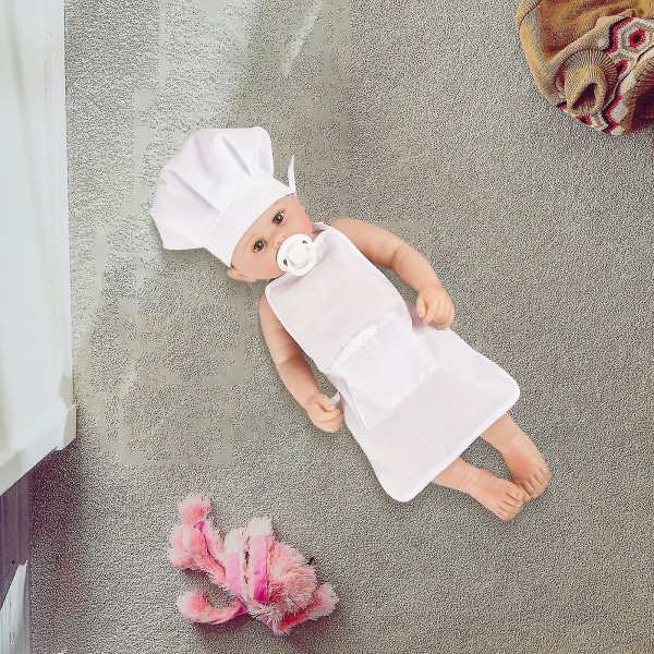 1 sæt yndig ærmeløs babykokkeforklæde Lærredsbilleder Fotografi Børn kokkekostumer kompatibel med nyfødte -ES Boy L