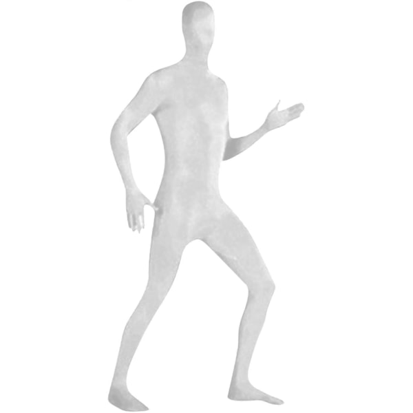 Herr Dam Zentai Dräkt Åtsittande Jumpsuit Enfärgad Dansdräkt Scenföreställningsdräkt White M