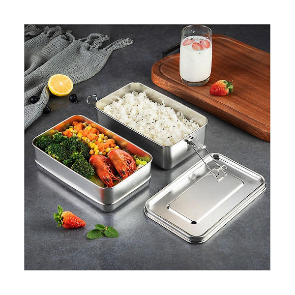 Lunsjboks i rustfritt stål med dobbelt lag, Bento-boks for studenter, matbeholder, snacksboks, lekkasjesikker