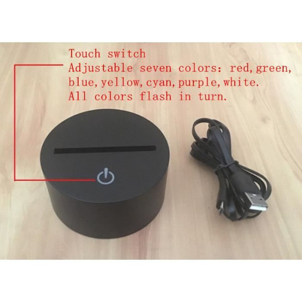 1 st Hulk Touch Switch 3D Färgglada LED-lampor Fade Lights Visuellt Perspektiv -h