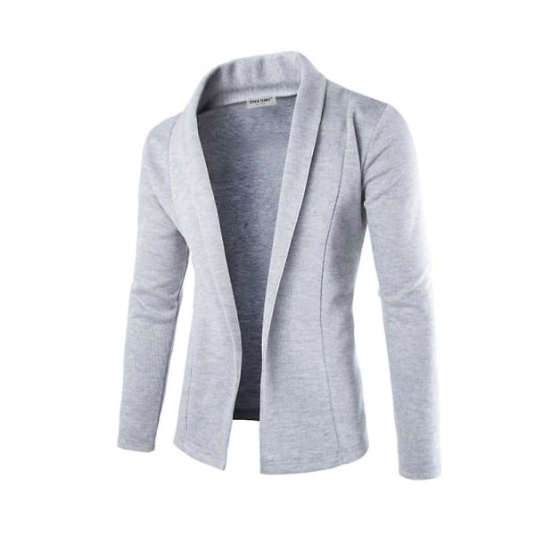 Menns jakkeslagshals Langermet, åpen foran cardigan Business Casual Yttertøy Light Grey L